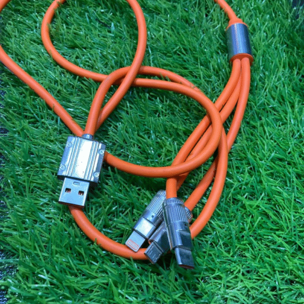 3-in-1 Heavy Duty Fast Charging Cable – Type-C + iPhone + Micro USB