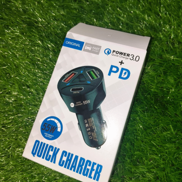 Dual USB Quick Charger - 55W PD + QC 3.0 Fast Car Charger