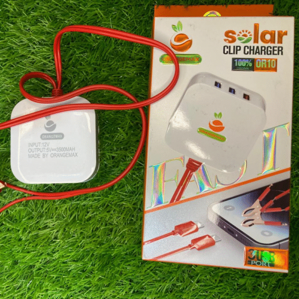 ORANGEMAX Solar Clip Charger 3 USB Ports – 12V/5V 35000mAh Power Supply